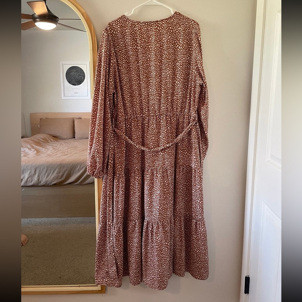 Red Brown, Organic Polka Dot, Maxi Dress - Picture 2 of 9